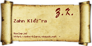 Zahn Klára névjegykártya